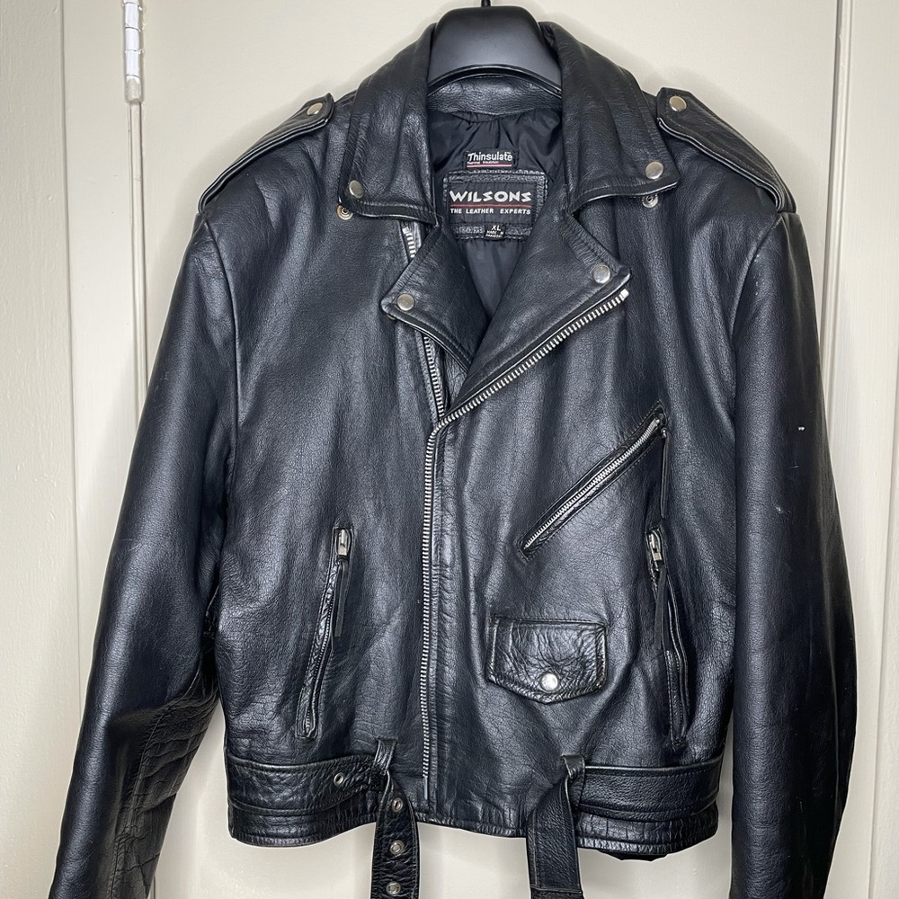 Vintage Wilson's leather motorcycle coat XL